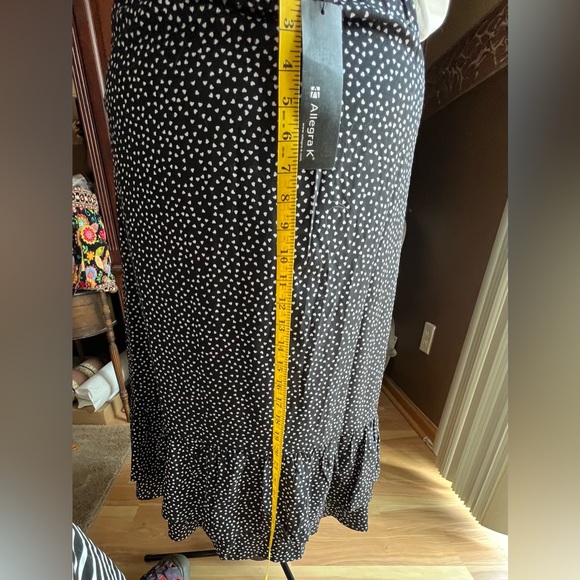 Allegra black w/ tiny hearts covering skirt w/ 4-5” ruffle flouncing hem. - Picture 11 of 12